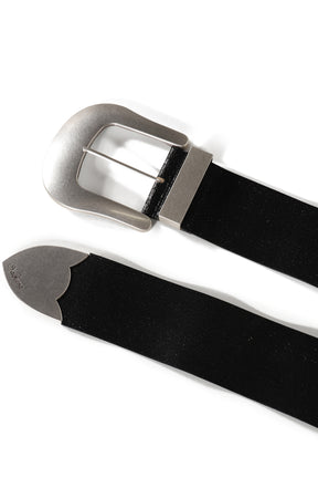 VAQUERA ヴァケラ FW25 OVERSIZED WESTERN BELT CRACKED LEATHER / BLK