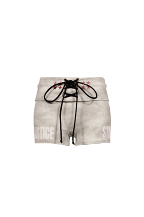 DISTRESSED PRINT DRAWSTRING ATHLETIC SHORTS (EXCLUSIVE) / KHA