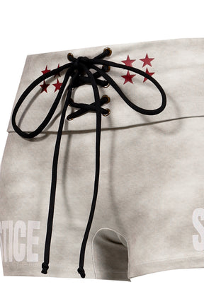 DISTRESSED PRINT DRAWSTRING ATHLETIC SHORTS (EXCLUSIVE) / KHA