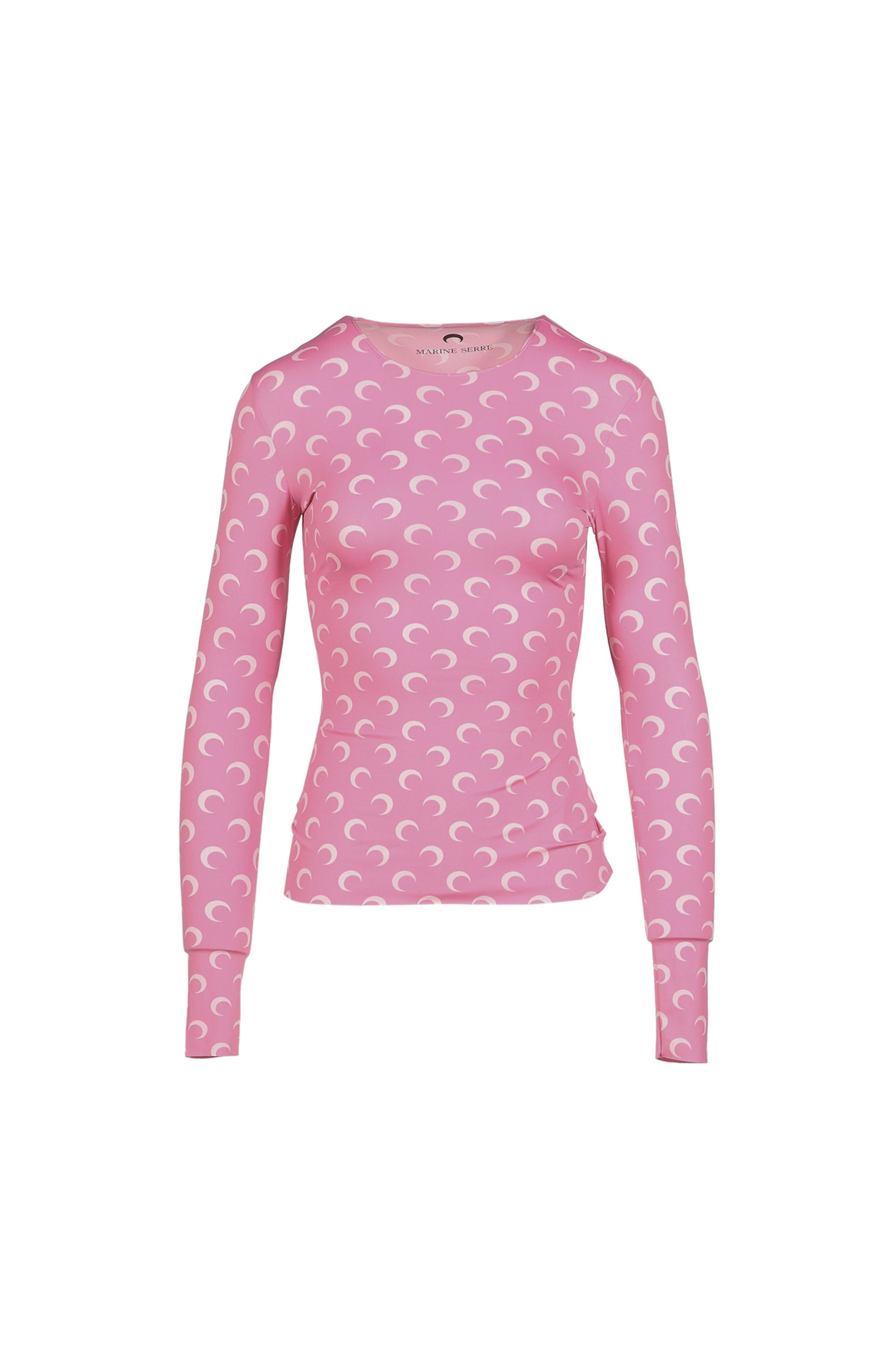 MOON PRINTED JERSEY LS CREWNECK TOP / PINK
