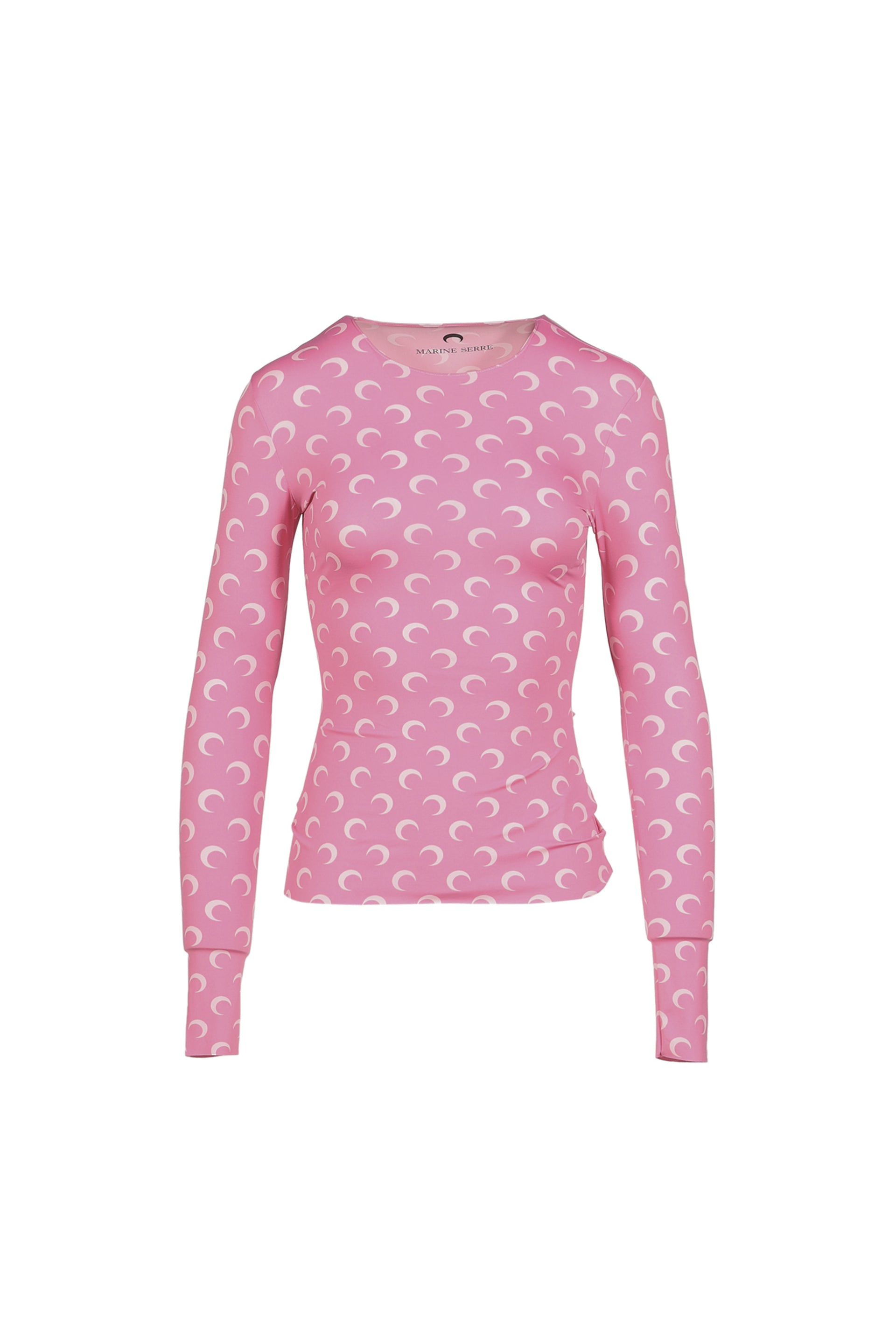 MOON PRINTED JERSEY LS CREWNECK TOP / PINK