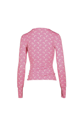 MOON PRINTED JERSEY LS CREWNECK TOP / PINK