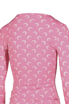 MOON PRINTED JERSEY LS CREWNECK TOP / PINK