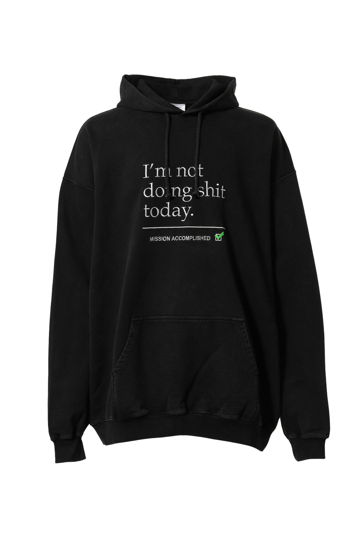 NOT DOING SHIT TODAY HOODIE / WASHED BLK