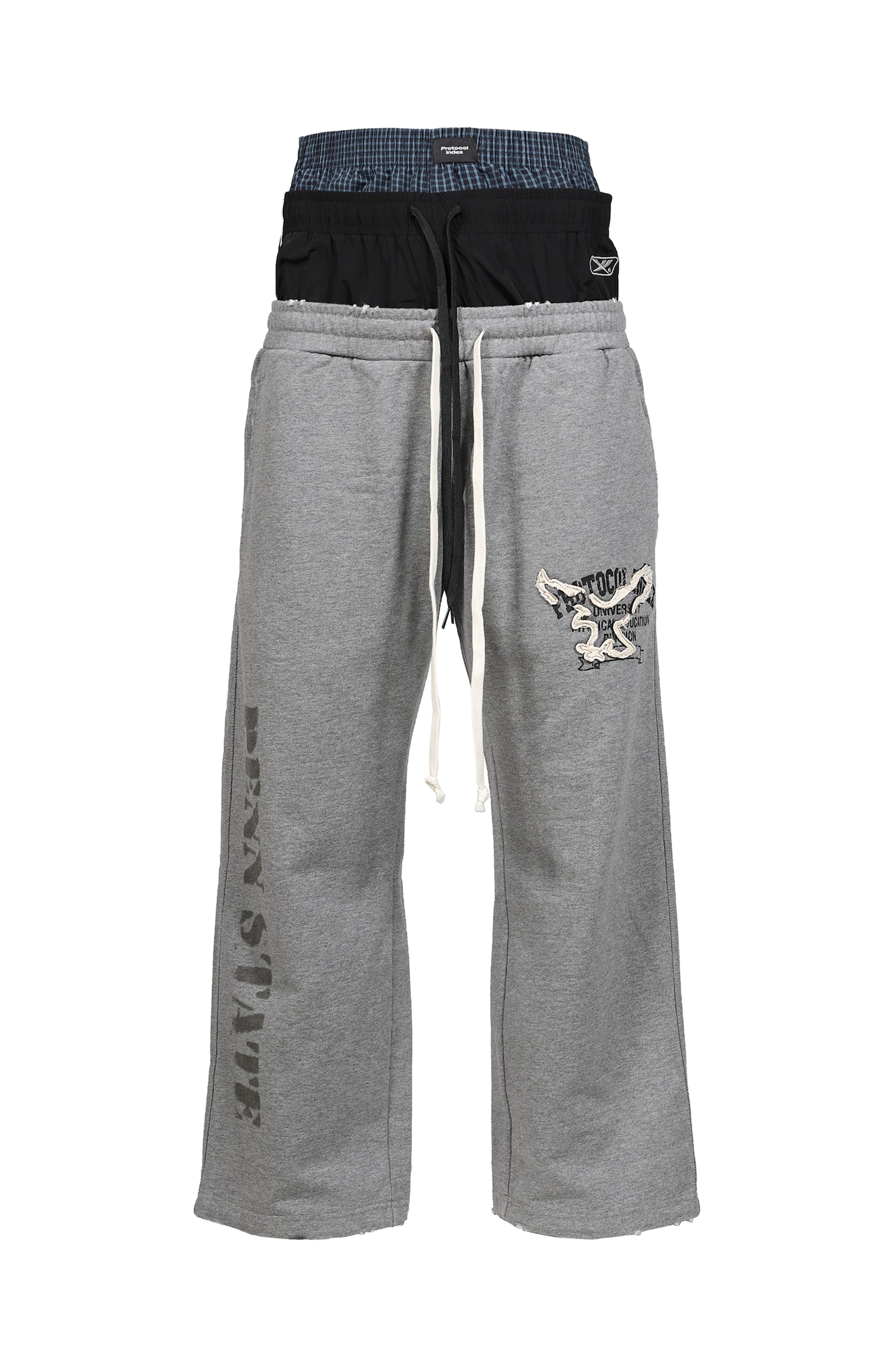 RETRO 3 LAYERED SWEATPANTS / MELANGE GRY