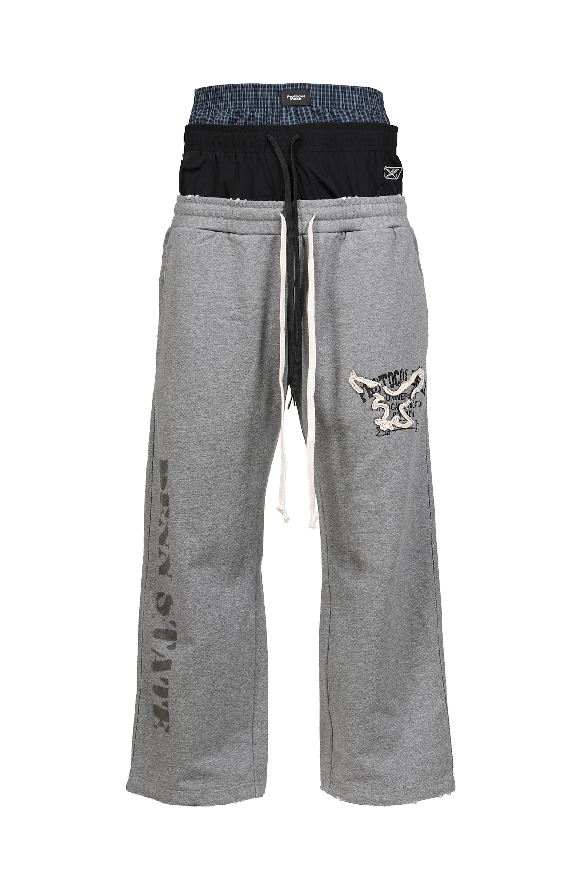 RETRO 3 LAYERED SWEATPANTS / MELANGE GRY