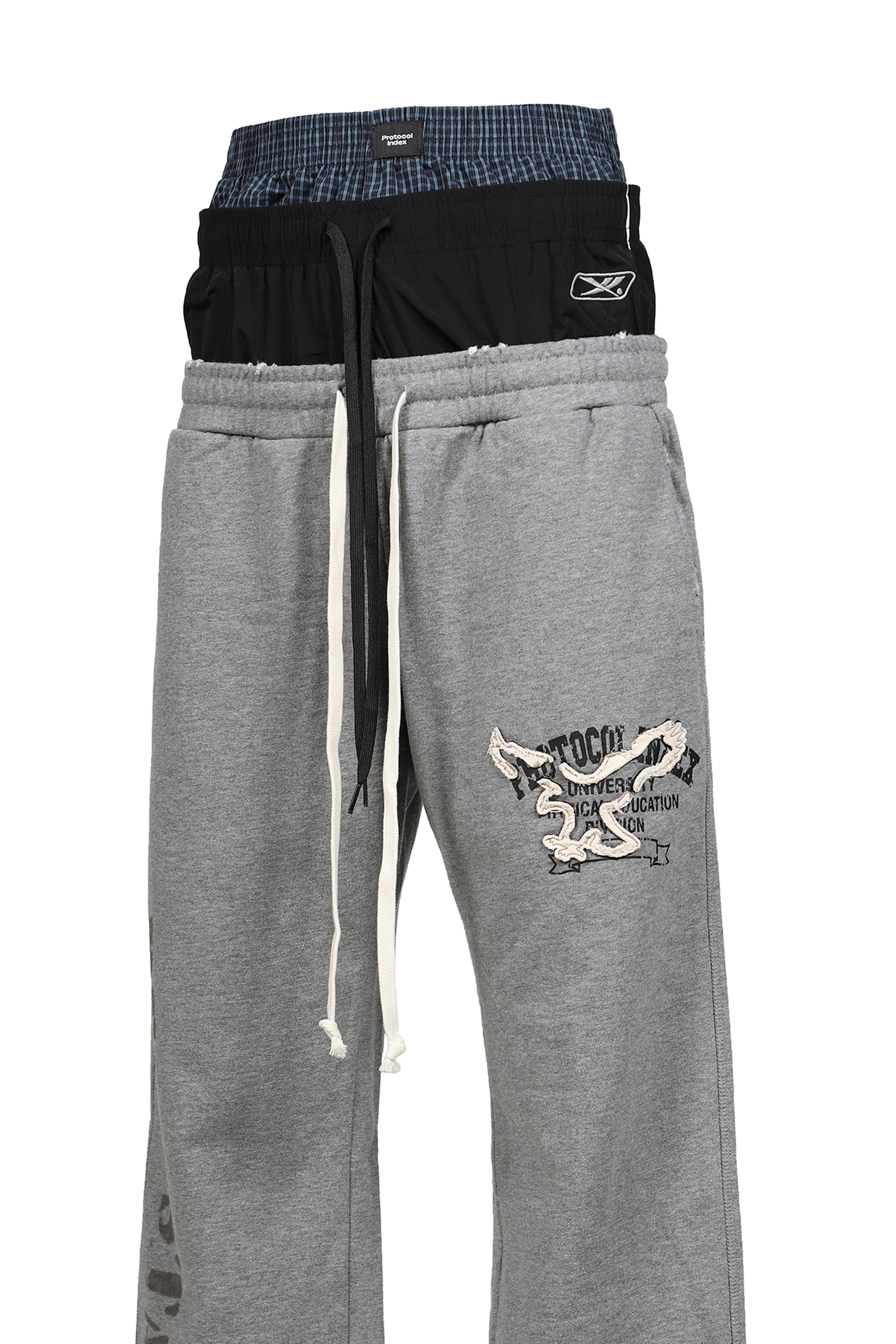 RETRO 3 LAYERED SWEATPANTS / MELANGE GRY