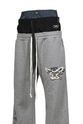 RETRO 3 LAYERED SWEATPANTS / MELANGE GRY