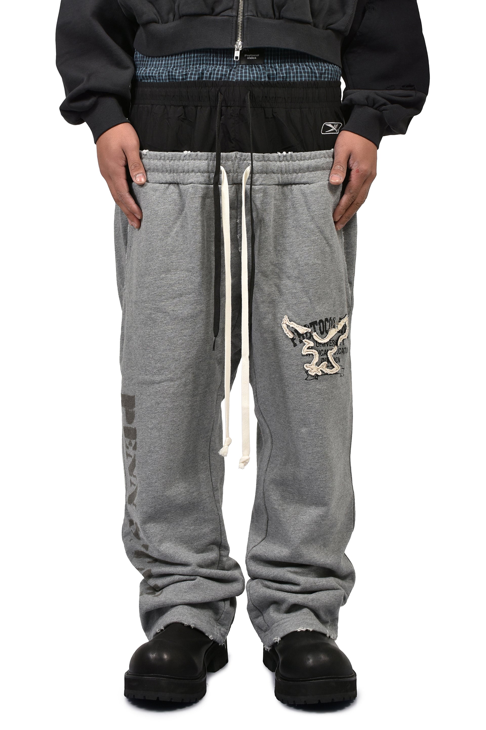 RETRO 3 LAYERED SWEATPANTS / MELANGE GRY