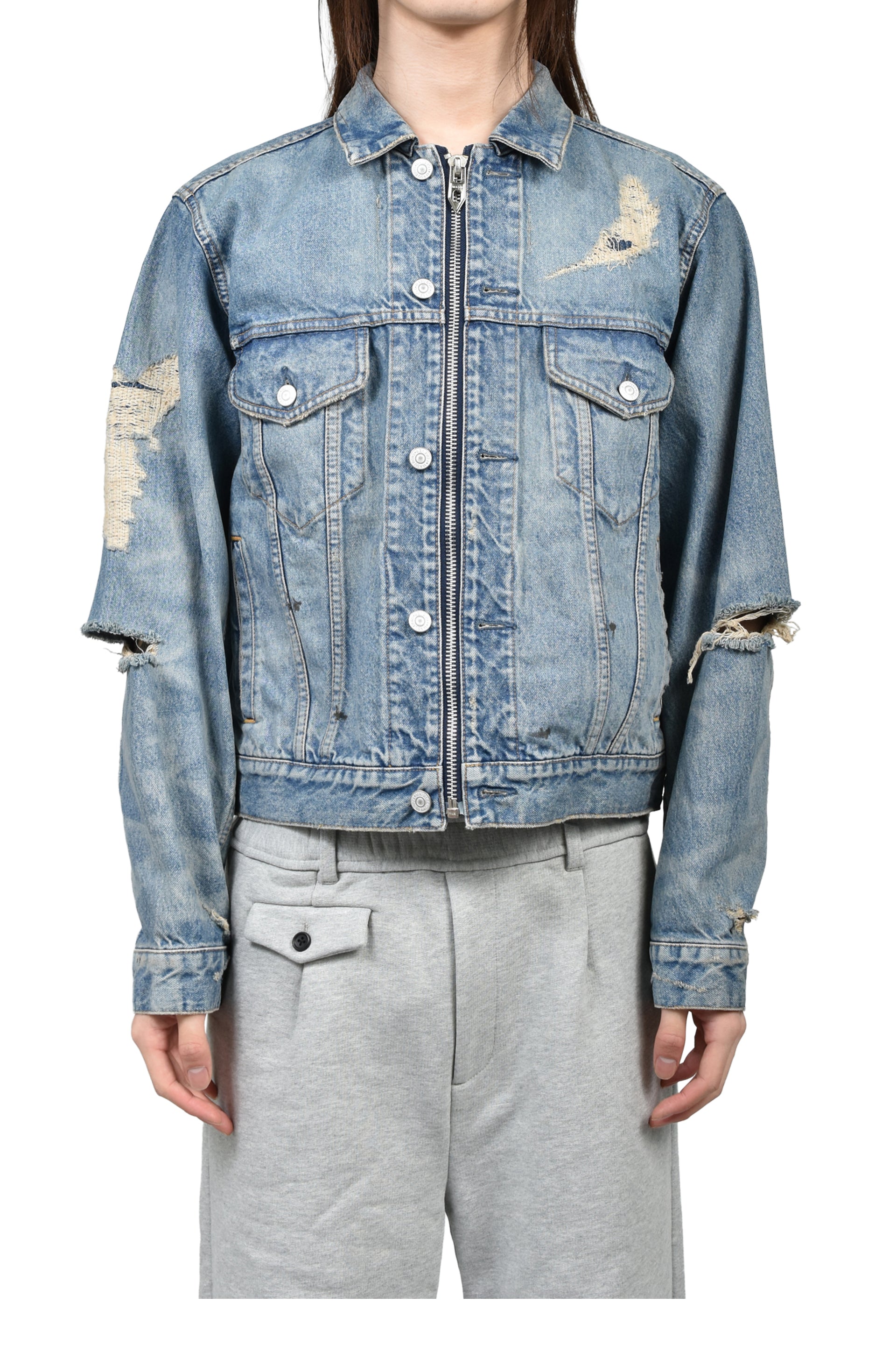 MB ZIP-UP DENIM JAKCET ANGEL DAMAGE / IND