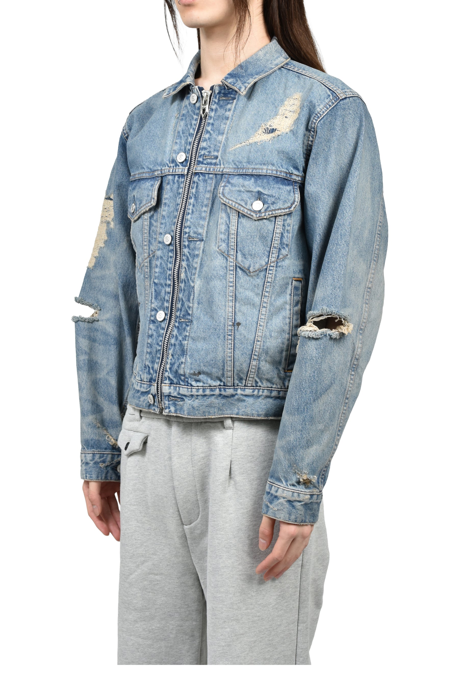 MB ZIP-UP DENIM JAKCET ANGEL DAMAGE / IND