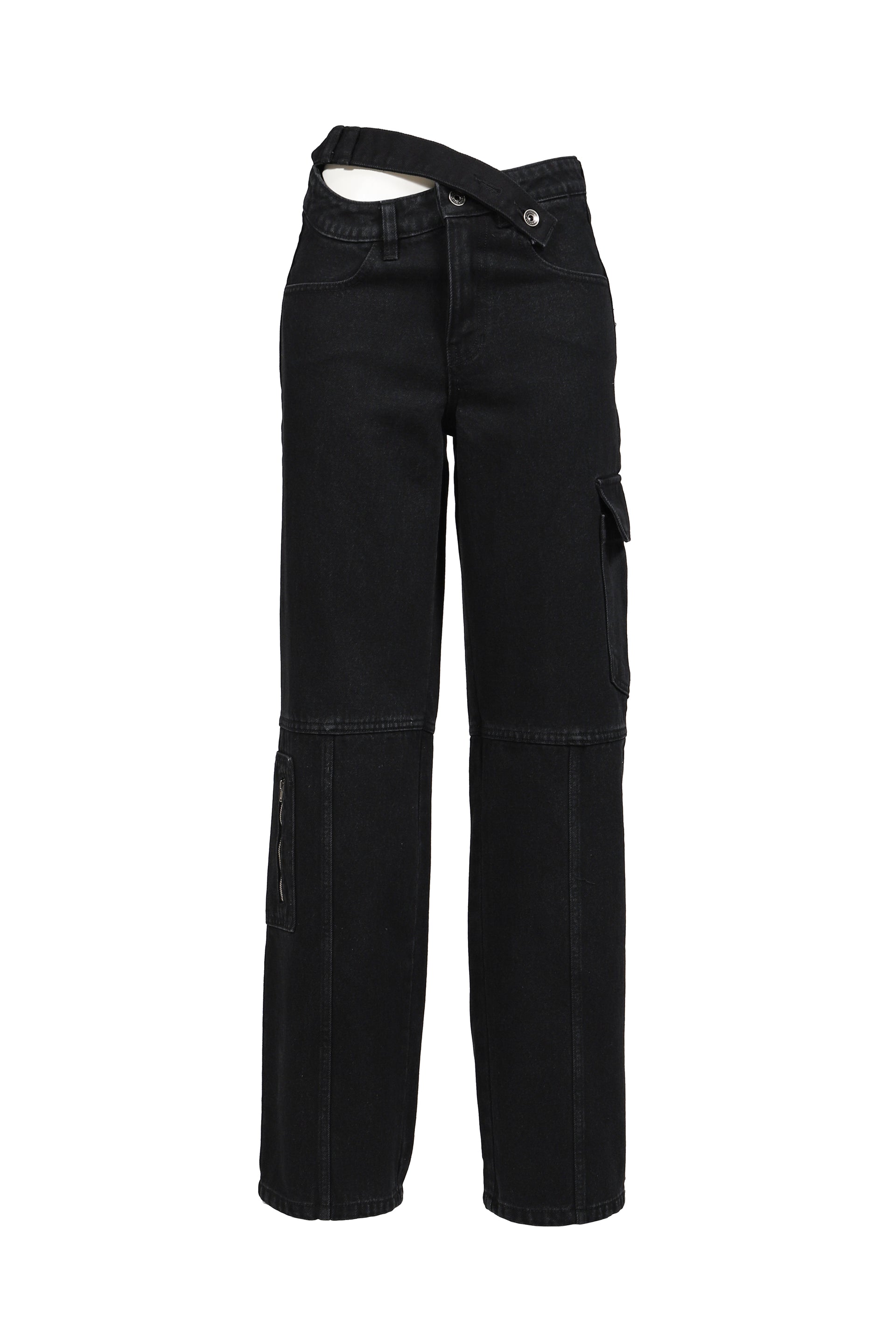 CROSS WAIST WIDE PANTS / BLK