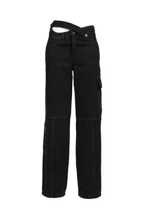 CROSS WAIST WIDE PANTS / BLK