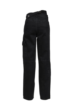 CROSS WAIST WIDE PANTS / BLK