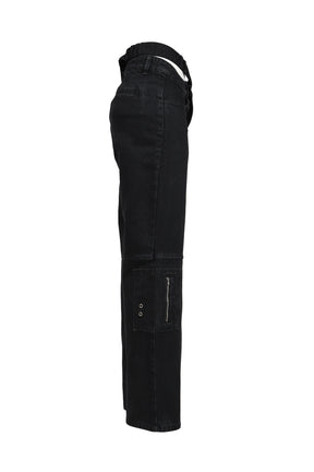 CROSS WAIST WIDE PANTS / BLK