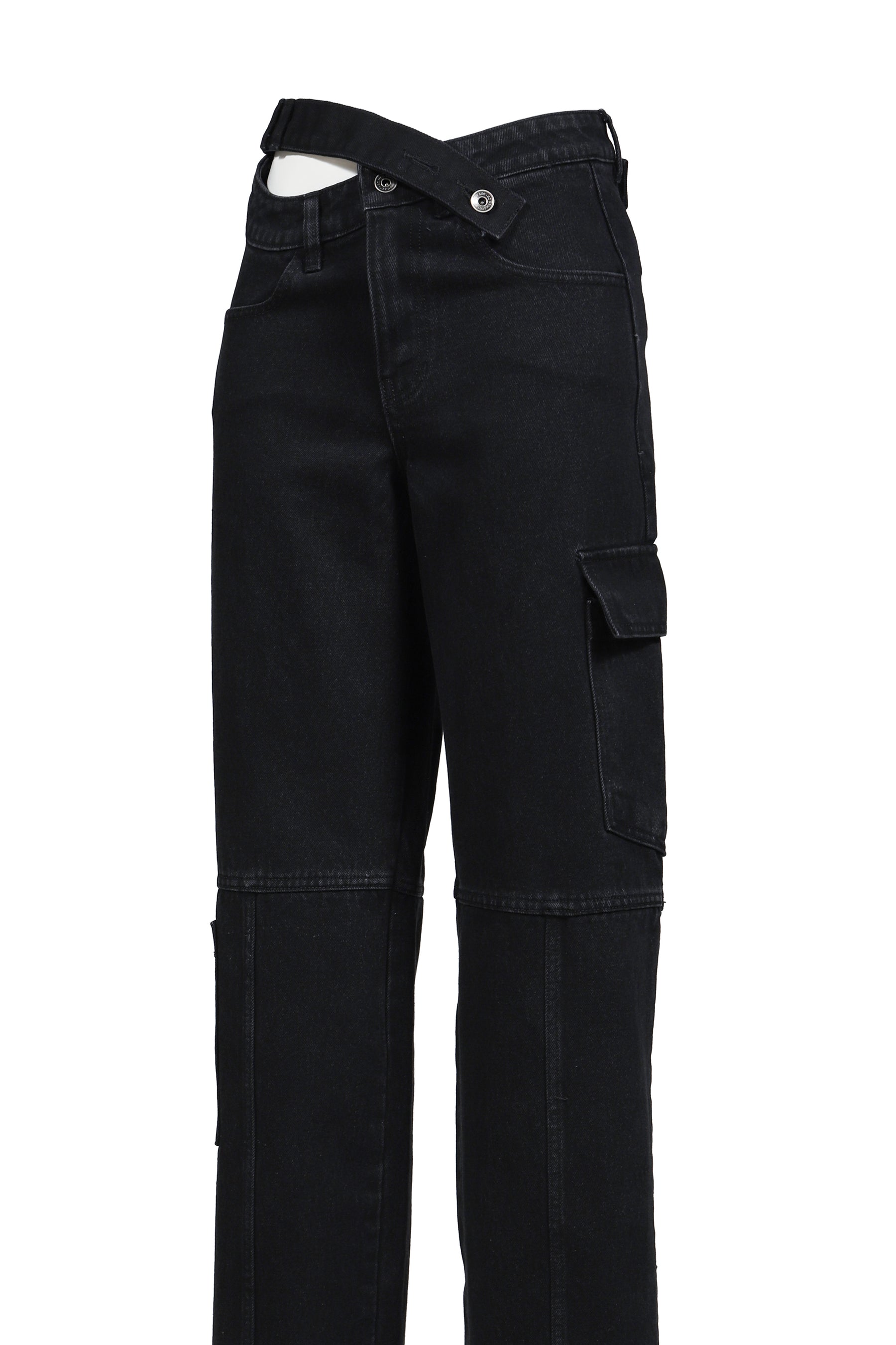 CROSS WAIST WIDE PANTS / BLK