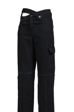 CROSS WAIST WIDE PANTS / BLK