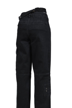 CROSS WAIST WIDE PANTS / BLK