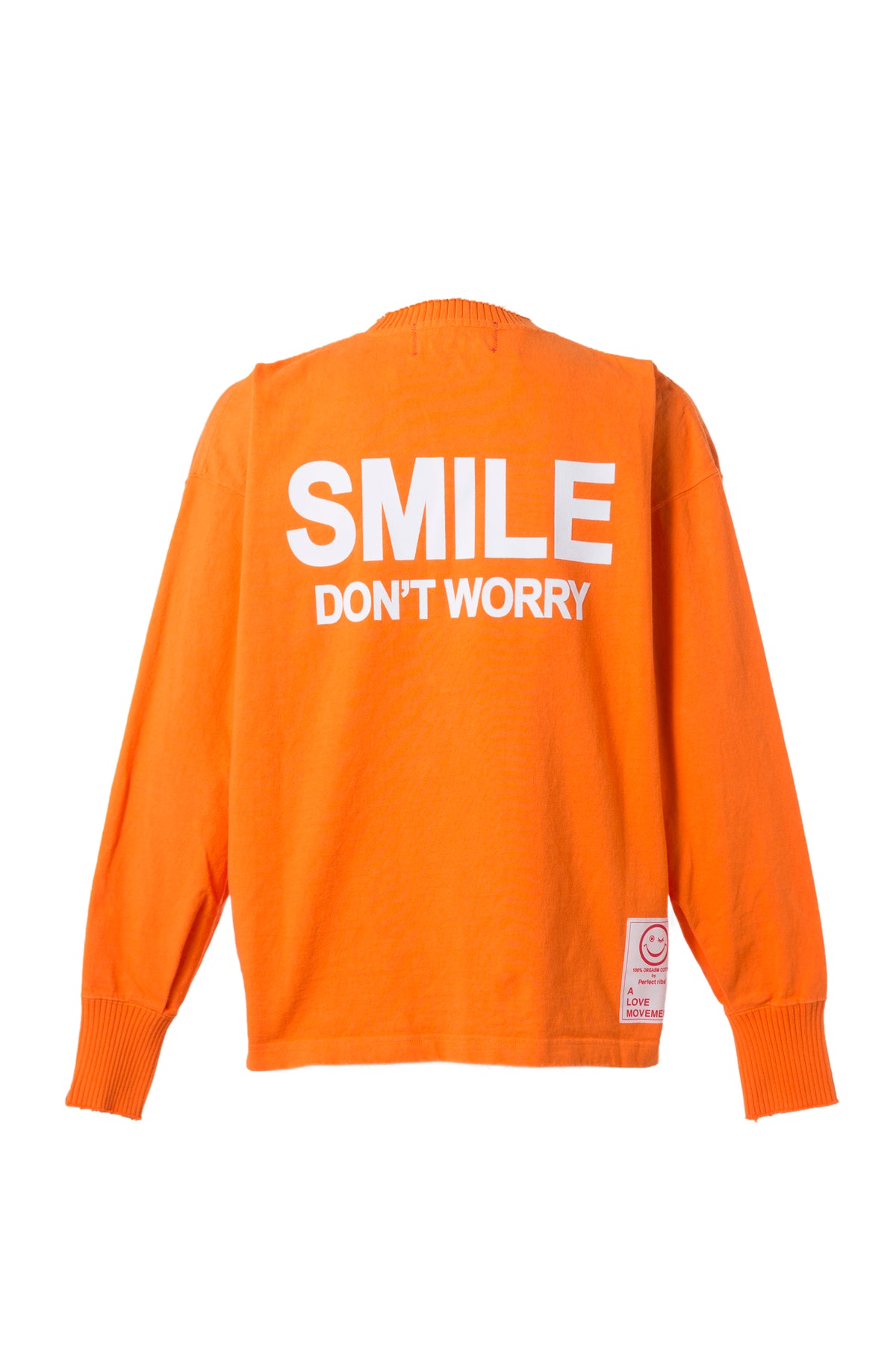 Perfect ribs BASIC LONG SLEEVE T-SHIRTS "SMILE DON'T WORRY" / ORG