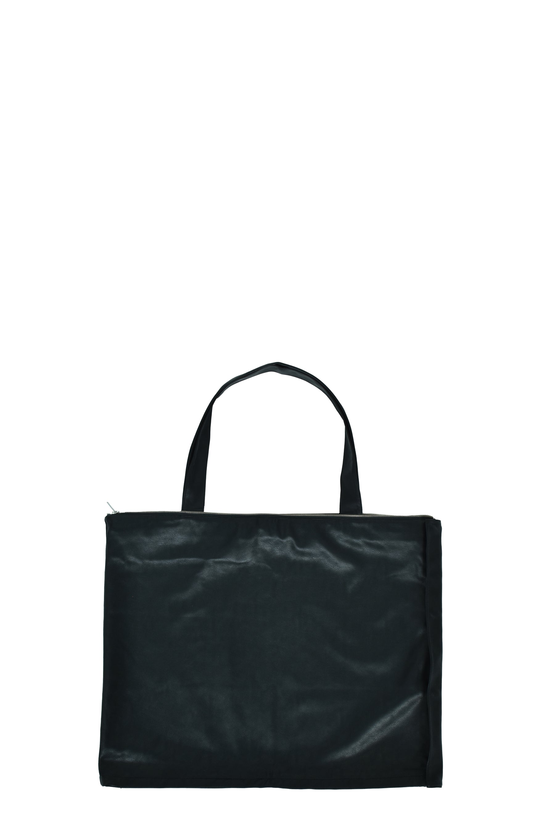 FAUX LEATHER COAT W/TOTE BAG / BLK 