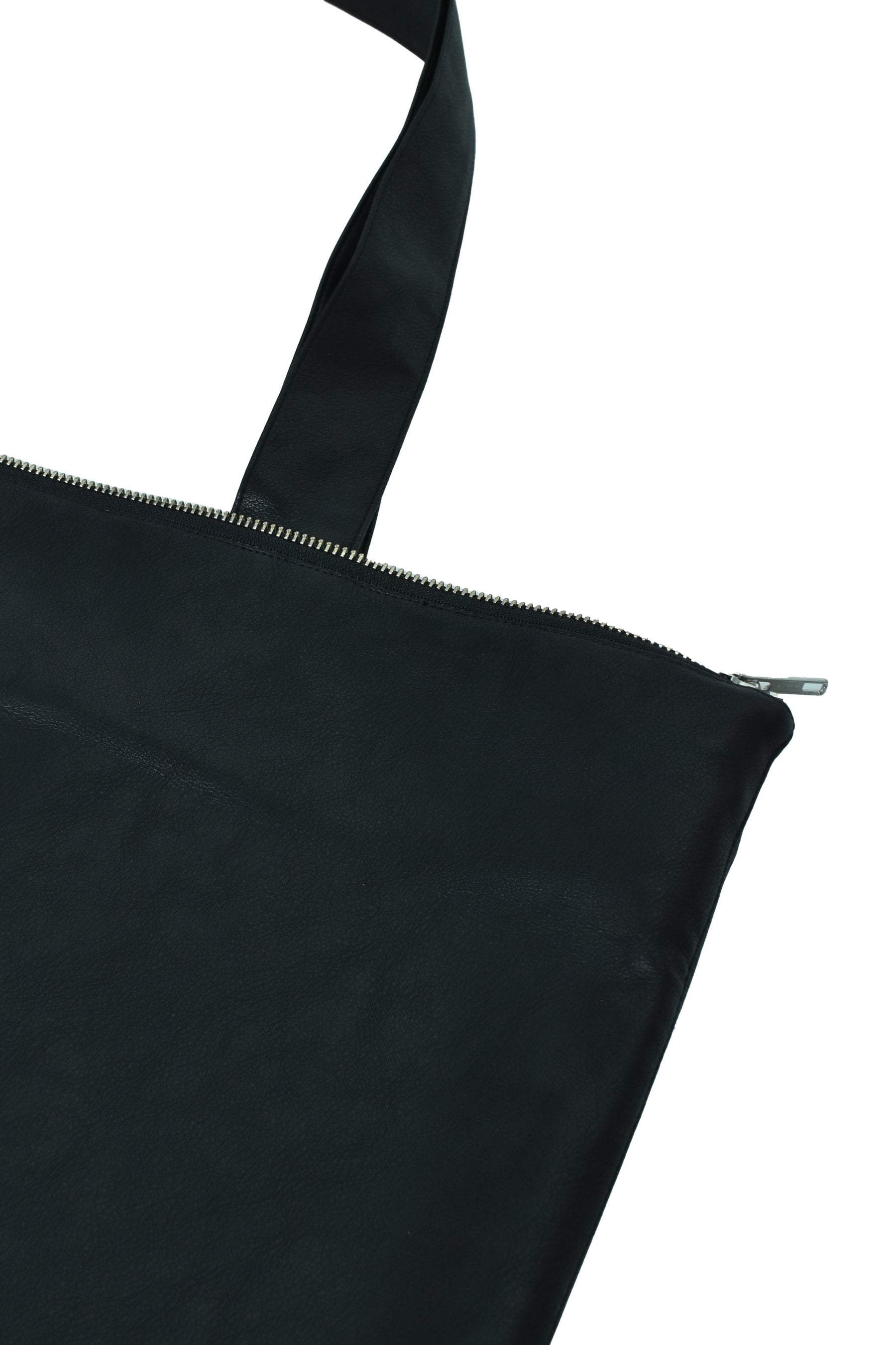 FAUX LEATHER COAT W/TOTE BAG / BLK 