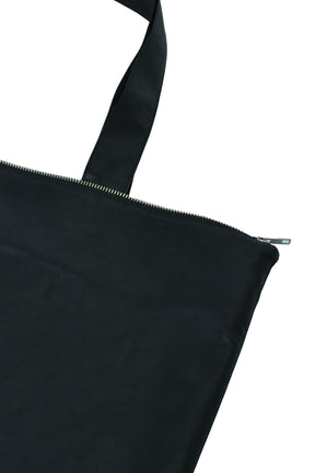 FAUX LEATHER COAT W/TOTE BAG / BLK 