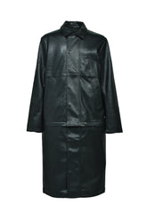 FAUX LEATHER COAT W/TOTE BAG / BLK 