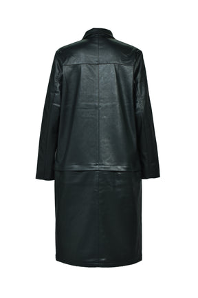 FAUX LEATHER COAT W/TOTE BAG / BLK 