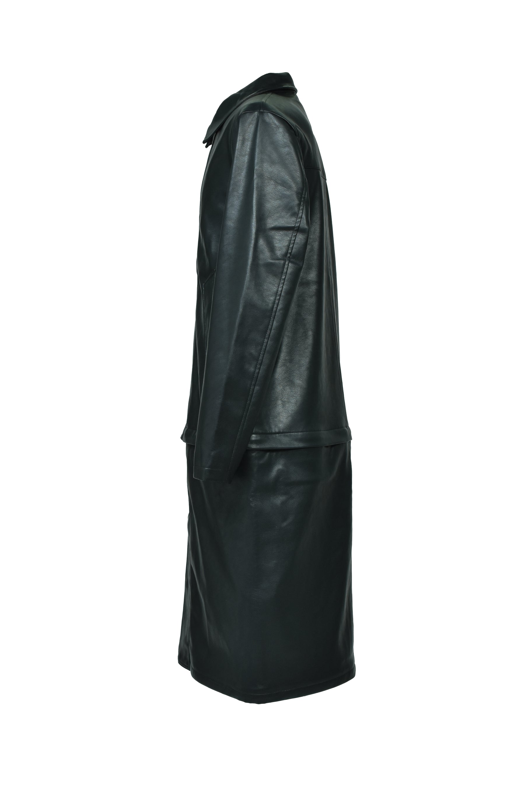 FAUX LEATHER COAT W/TOTE BAG / BLK 
