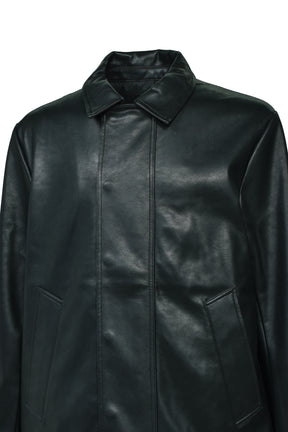 FAUX LEATHER COAT W/TOTE BAG / BLK 