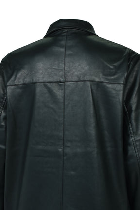 FAUX LEATHER COAT W/TOTE BAG / BLK 