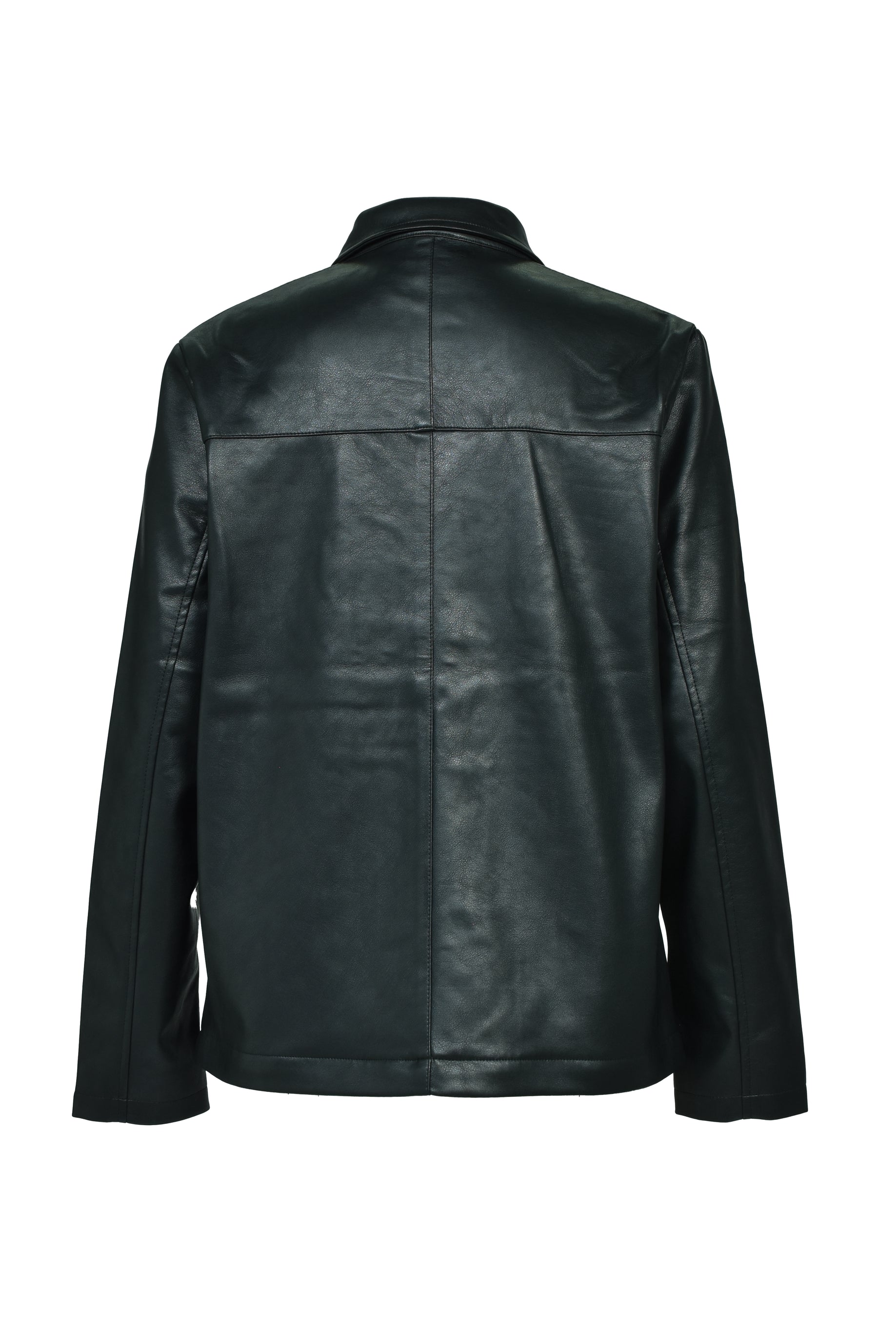 FAUX LEATHER COAT W/TOTE BAG / BLK 