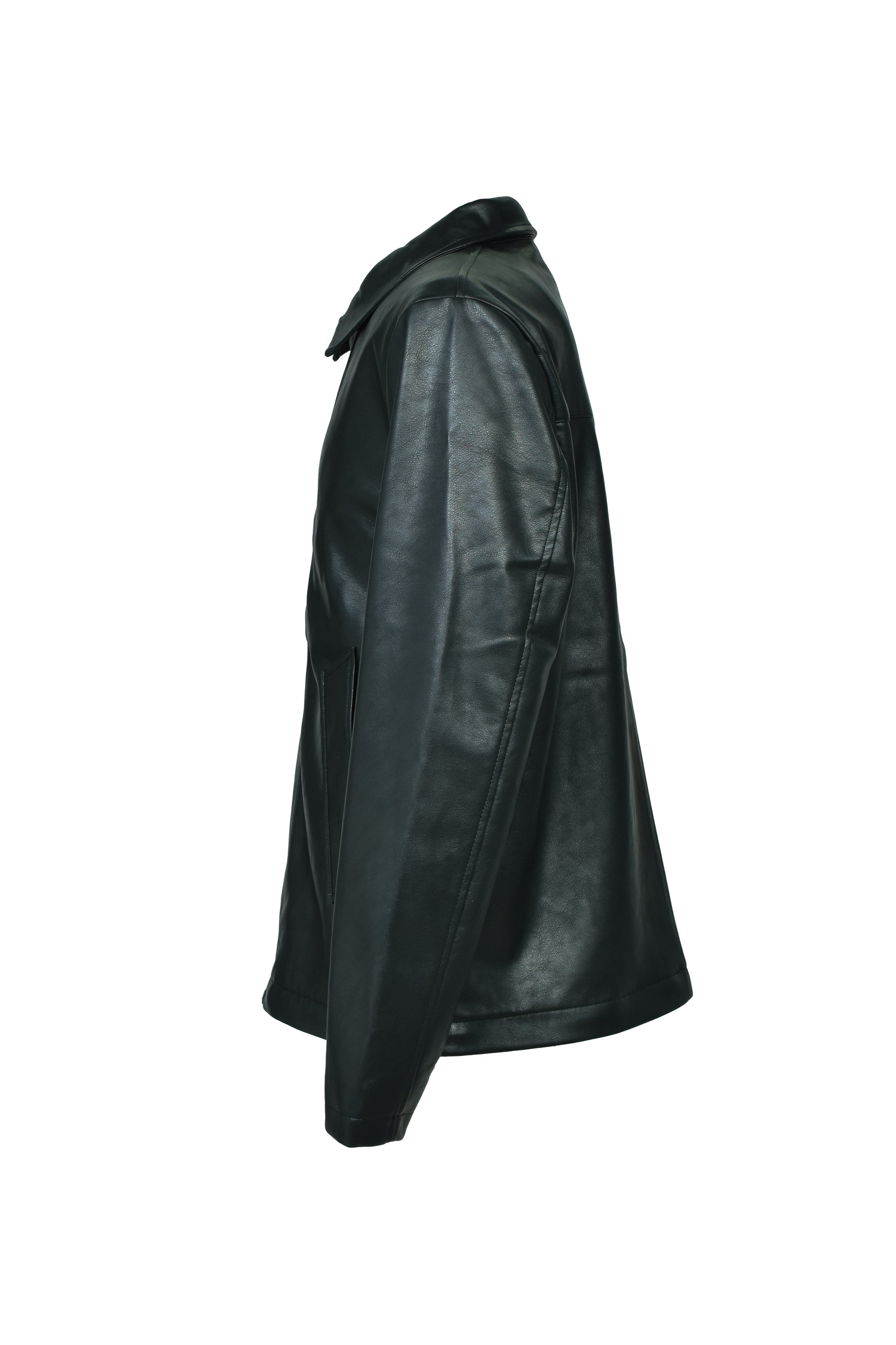 FAUX LEATHER COAT W/TOTE BAG / BLK 