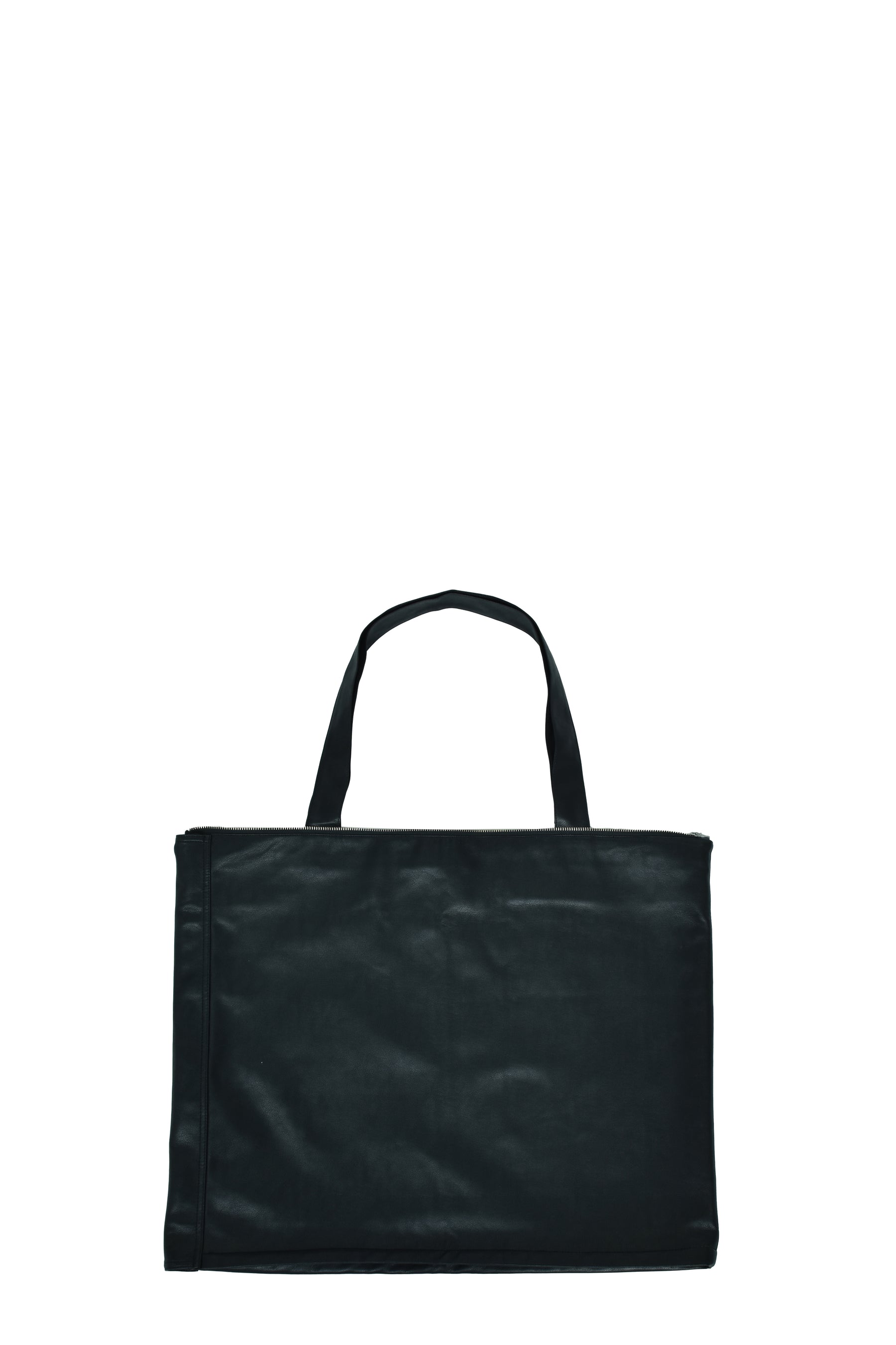 FAUX LEATHER COAT W/TOTE BAG / BLK 