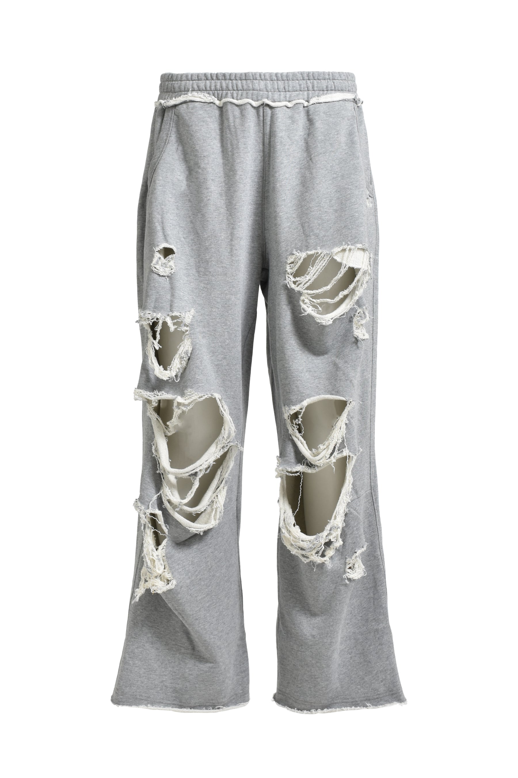 DISTRESSED GREY MARL LOOPBACK MONSTER JOGGERS /