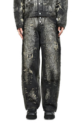 HARD-WASHED DAMAGED DENIM PANTS / BLK 