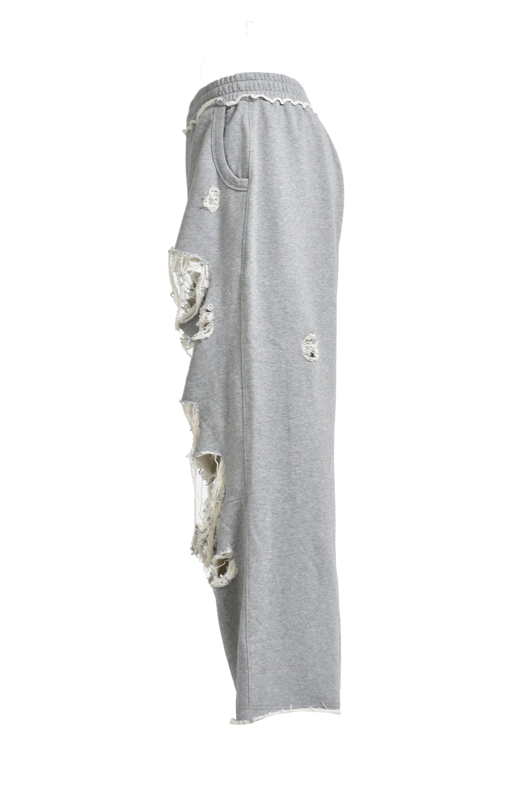 DISTRESSED GREY MARL LOOPBACK MONSTER JOGGERS /