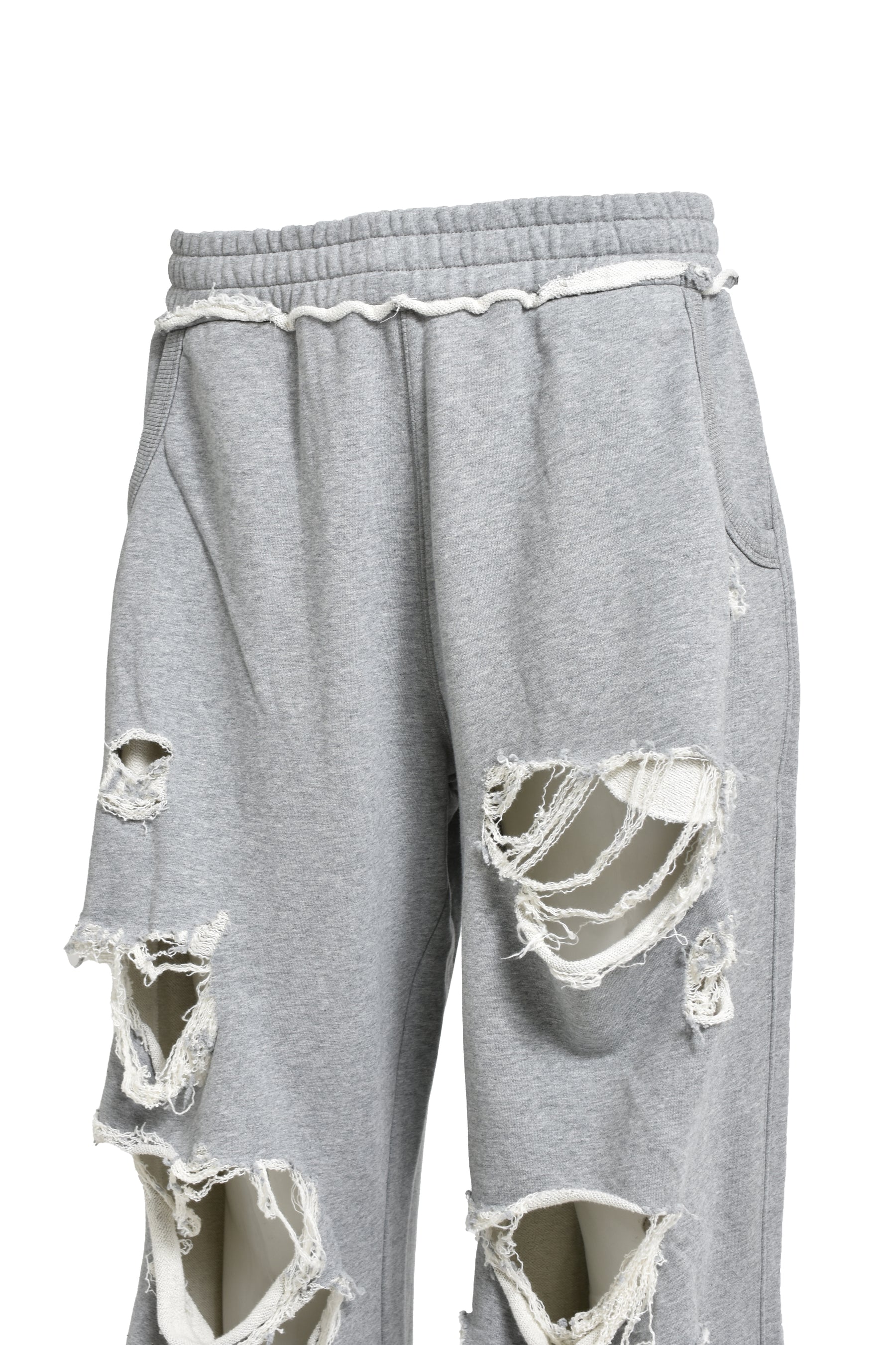 DISTRESSED GREY MARL LOOPBACK MONSTER JOGGERS /