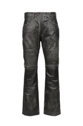 BIKER LEATHER PANTS / WASHED BLK