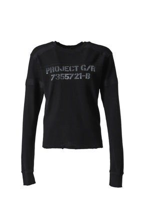 BONDAGE CROSS WAFFLE THERMAL LONG SLEEVE / WASHED BLK