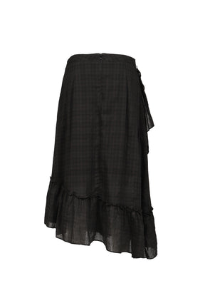 DRAPED FRILL STRAP SKIRT / BLK