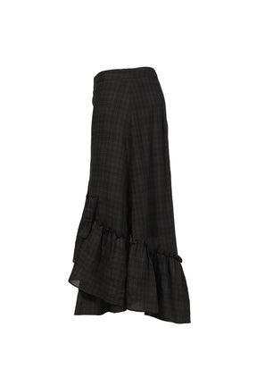 DRAPED FRILL STRAP SKIRT / BLK