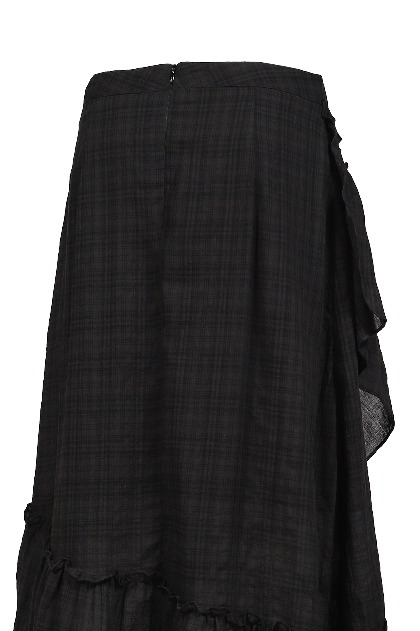 DRAPED FRILL STRAP SKIRT / BLK