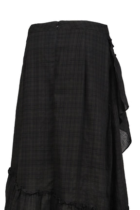 DRAPED FRILL STRAP SKIRT / BLK