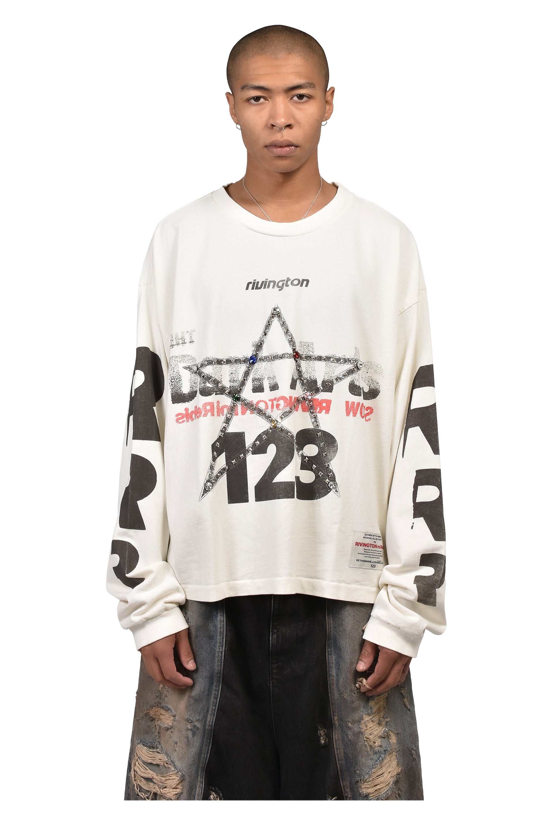 STUDDED DARK ARTS LS TSHIRTS (20TH EXCLUSIVE) / WHT