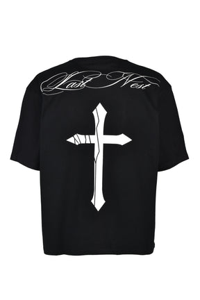 CRACKED CROSS LOGO T-SHIRT / BLK