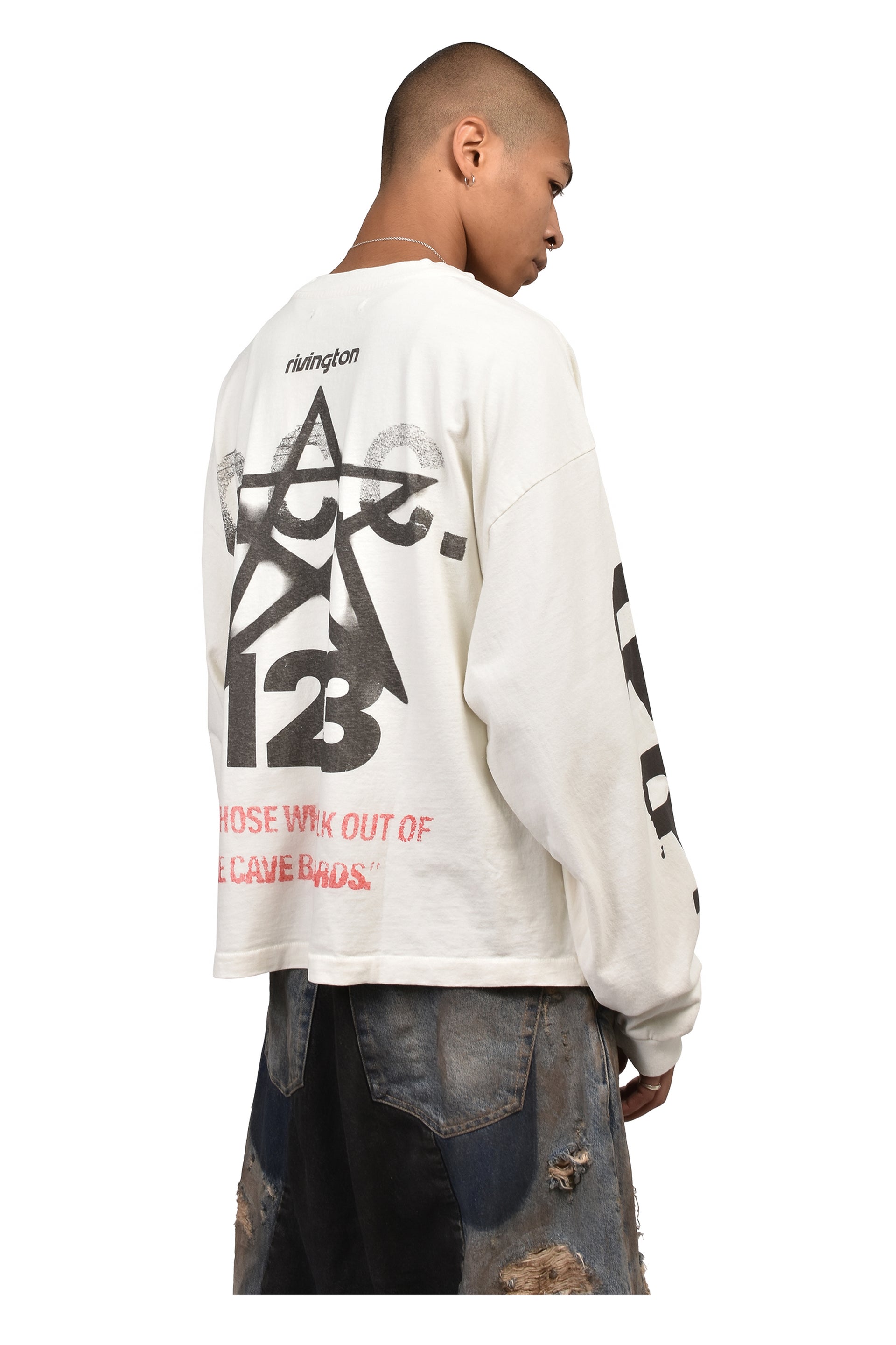 STUDDED DARK ARTS LS TSHIRTS (20TH EXCLUSIVE) / WHT