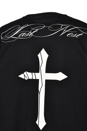 CRACKED CROSS LOGO T-SHIRT / BLK