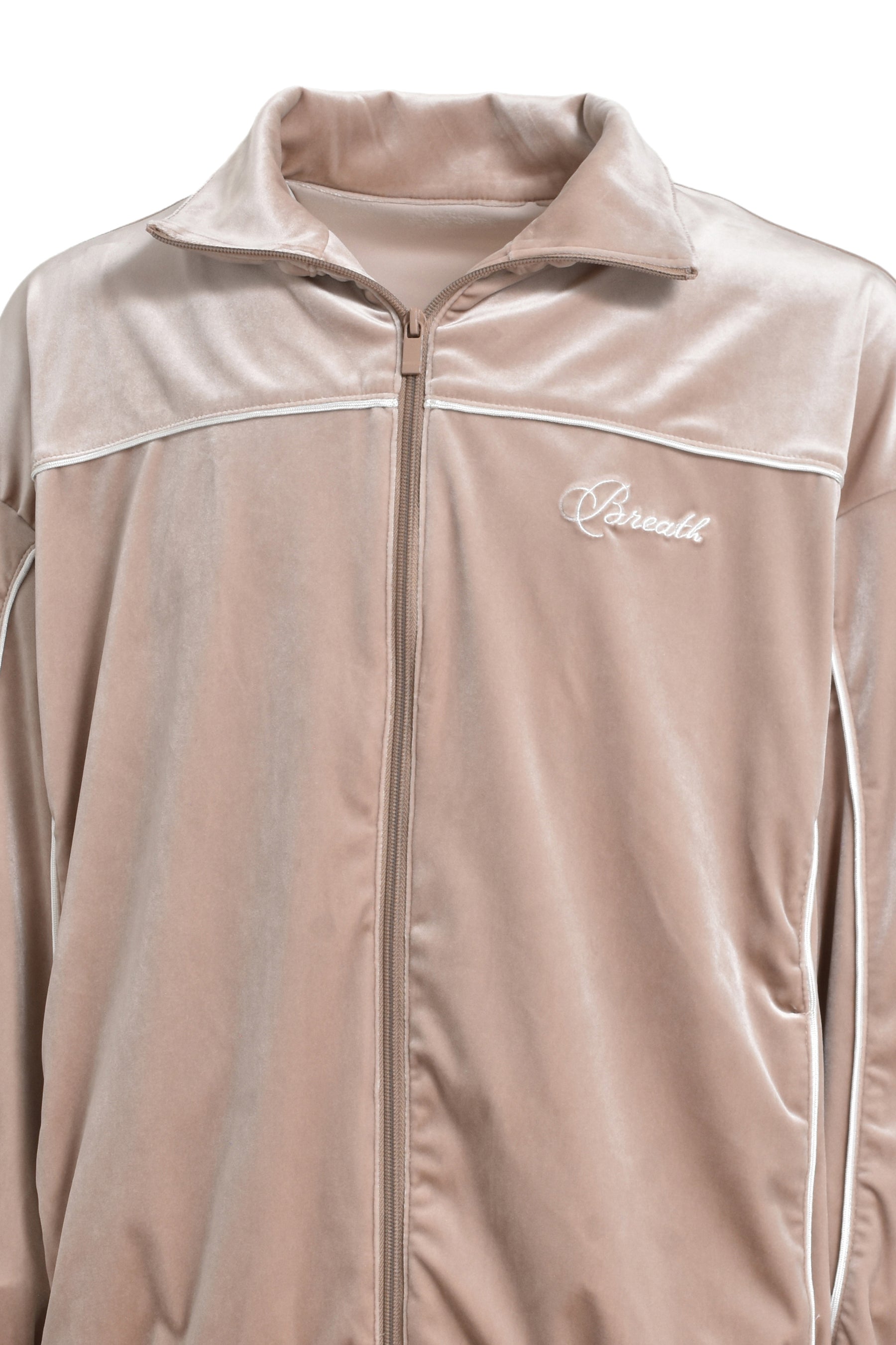 SCRIPT LOGO PIPING VELOUR JACKET / BEI