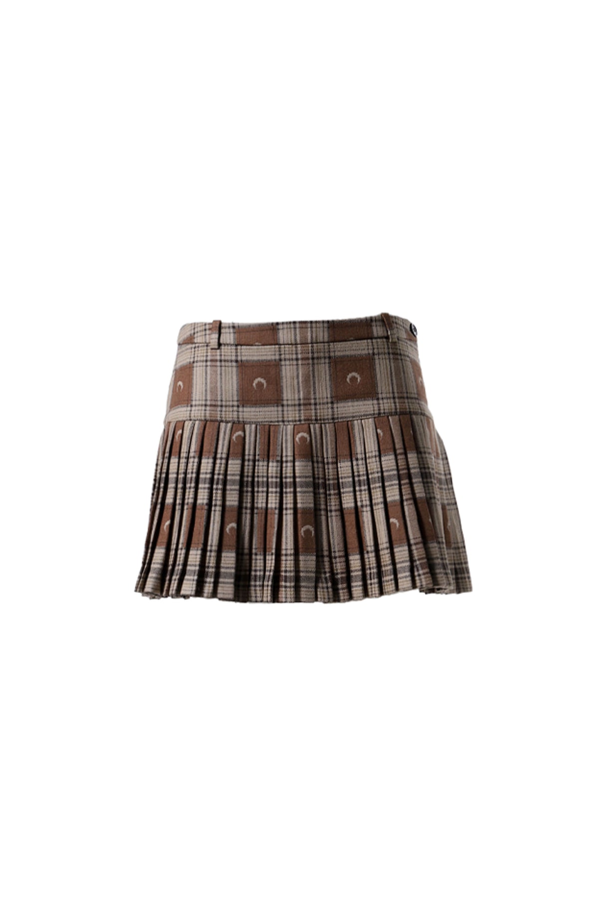 MOON CHECKS JACQUARD PLEATED SKIRT / BRW